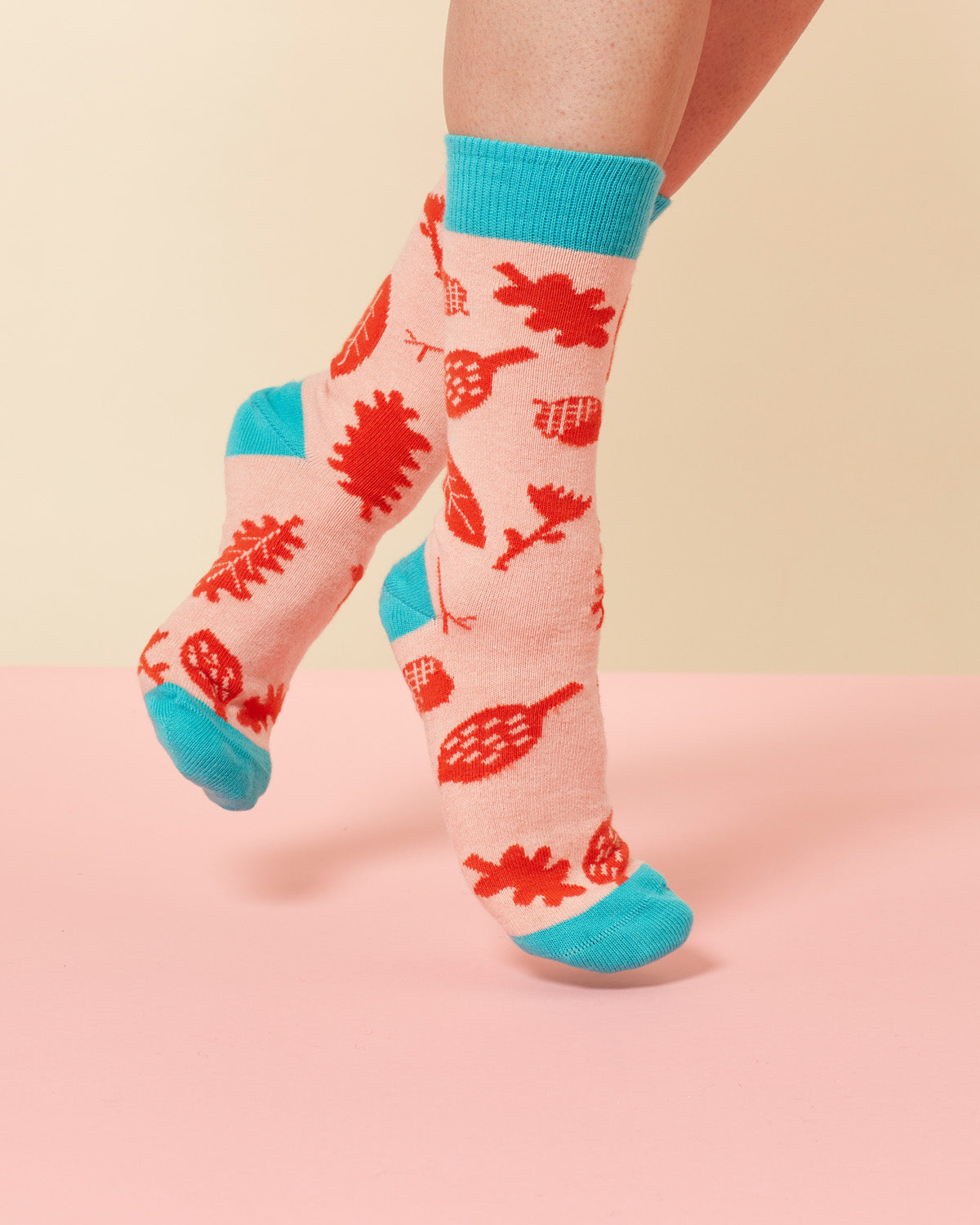 Red Pink Sprig Socks