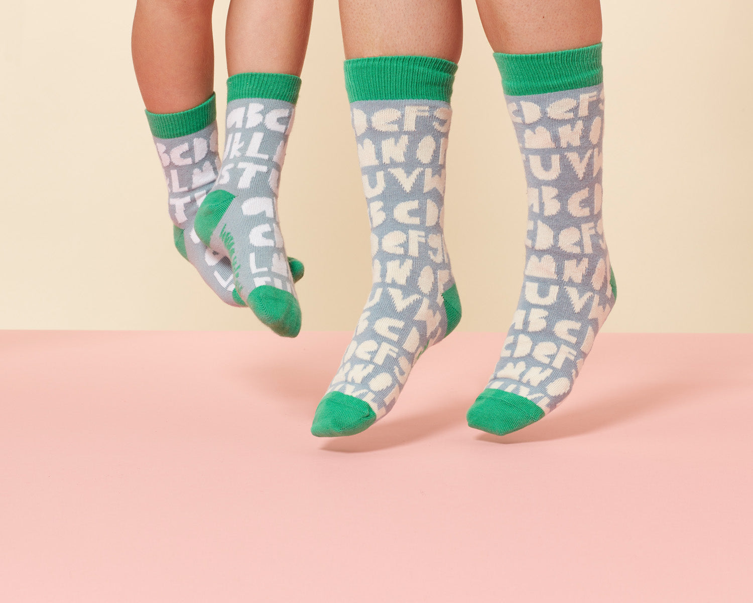 Green Blue Kids Alphabet Socks