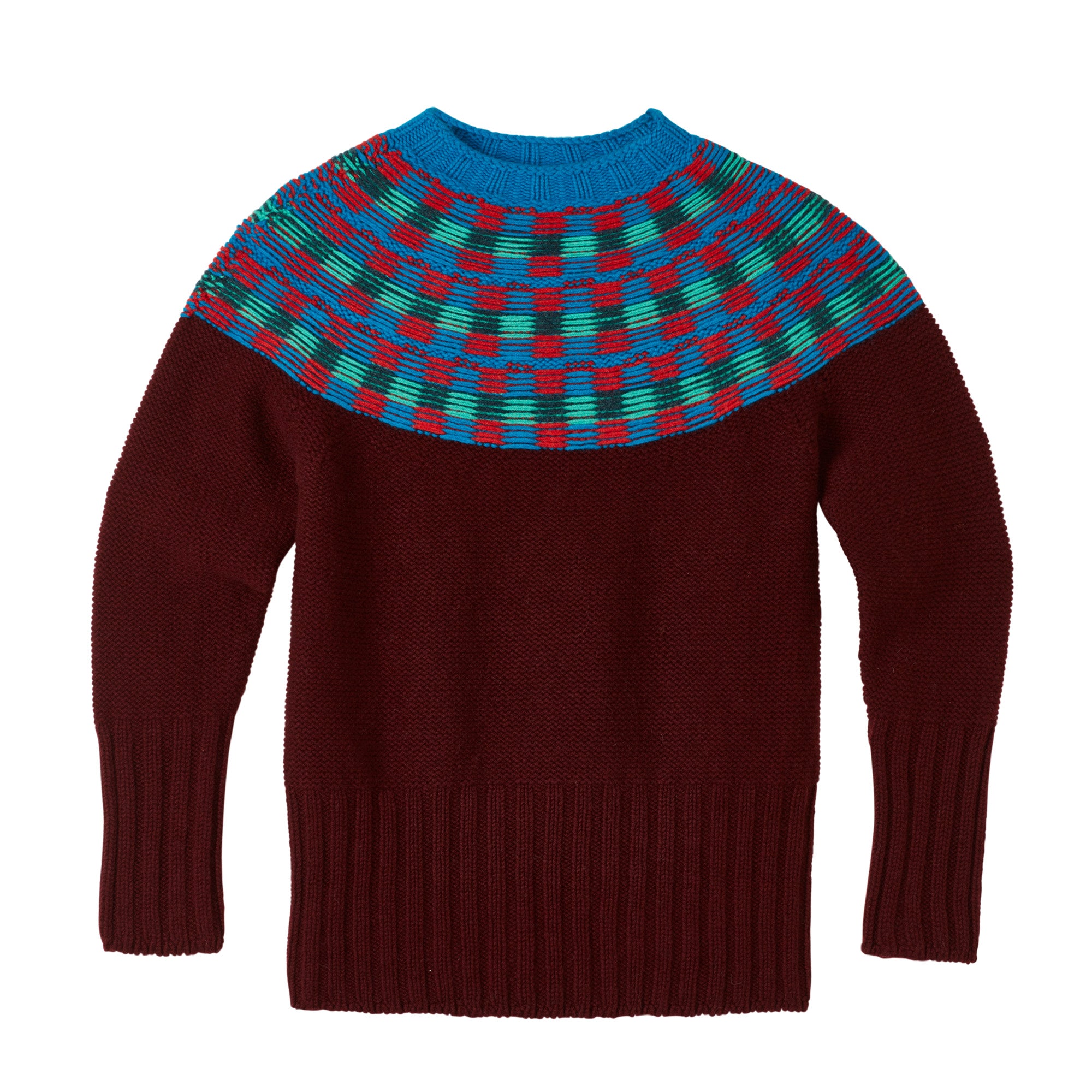 Burgundy Teal Green Red Isla Lambswool Yoke Jumper