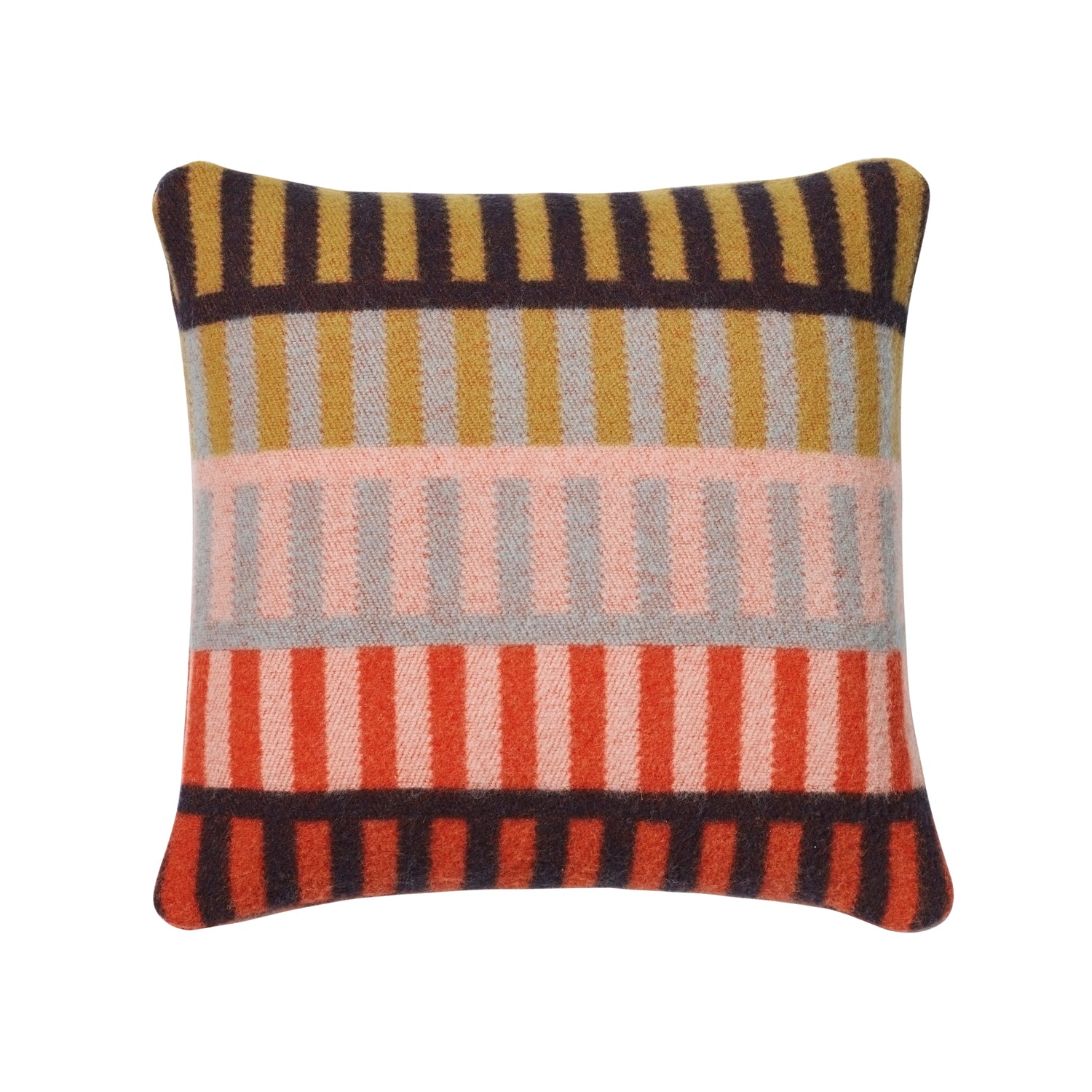 Orange Brown Beige Lambswool Shiel Square Cushion