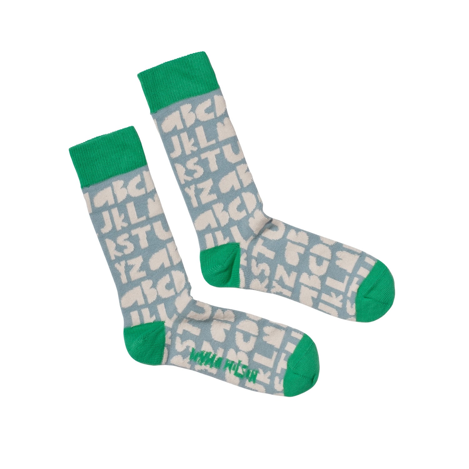 Green Blue Alphabet Socks