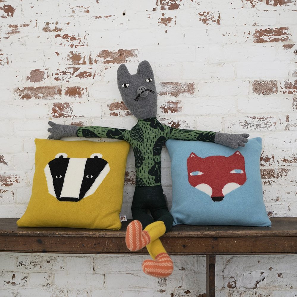 Mustard Lambswool Badger Cushion