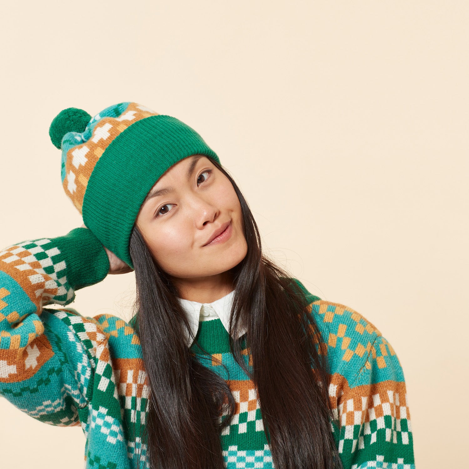 Shamrock Lambswool Big Stitch Beanie Hat 