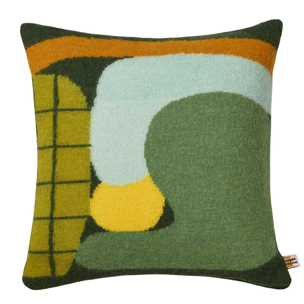 Green Lambswool Huddle Square Cushion