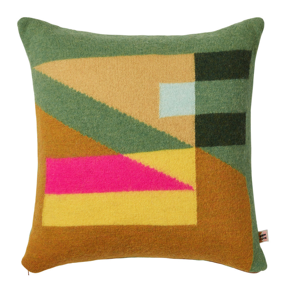 Green  Lambswool Tilt Square Cushion