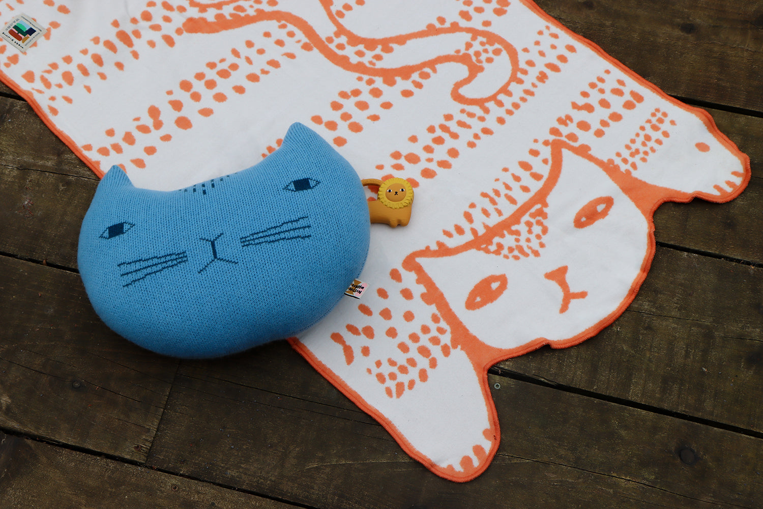 Blue Lambswool Cat Shaped Cushion