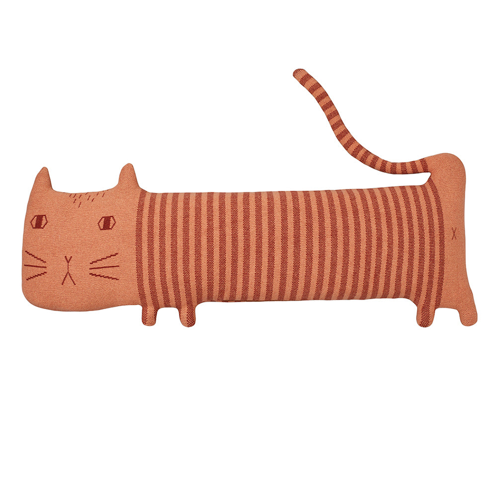 Pink Red Cat Lambswool Bolster Cushion