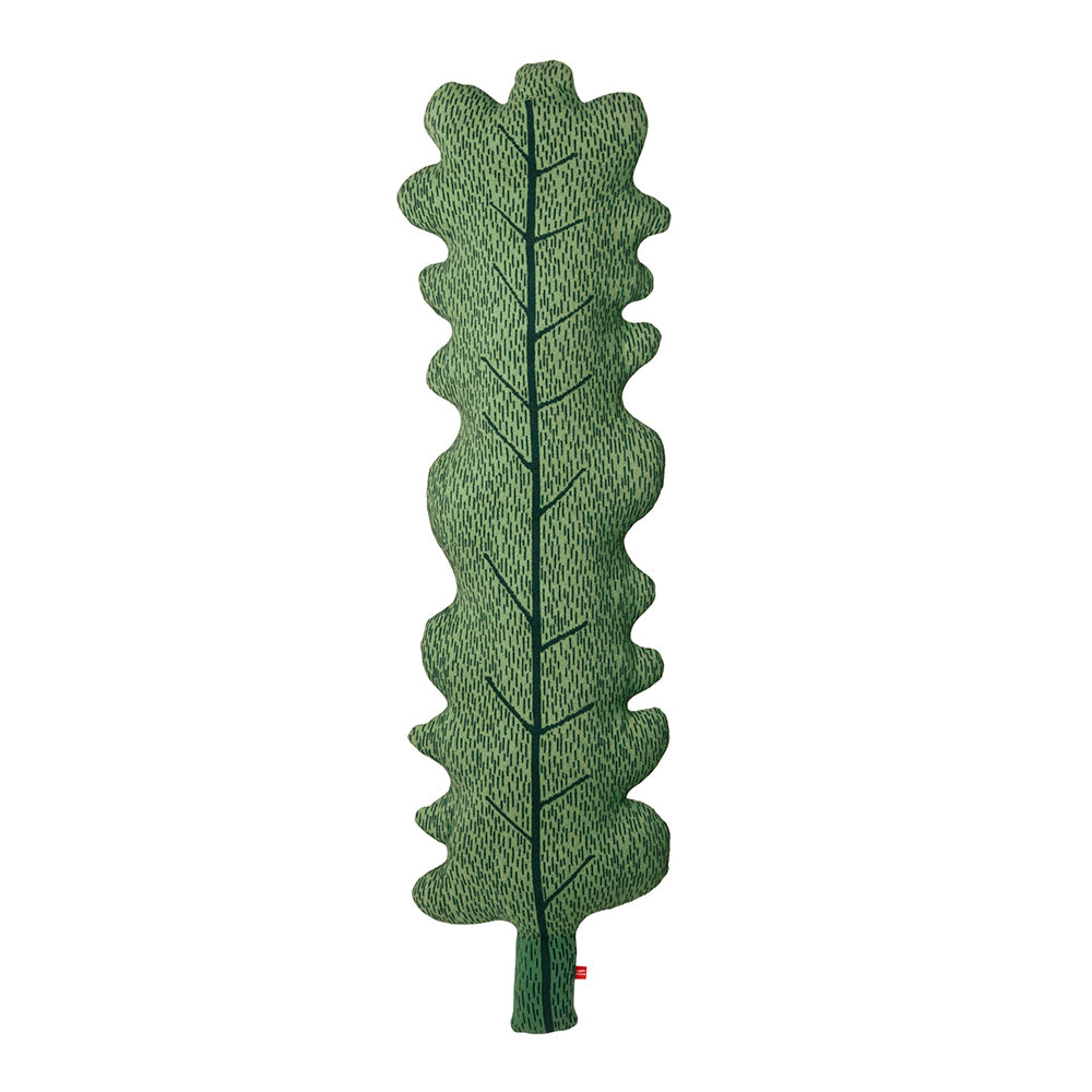 Green Large Leaf Lambswool Bolster Cushion