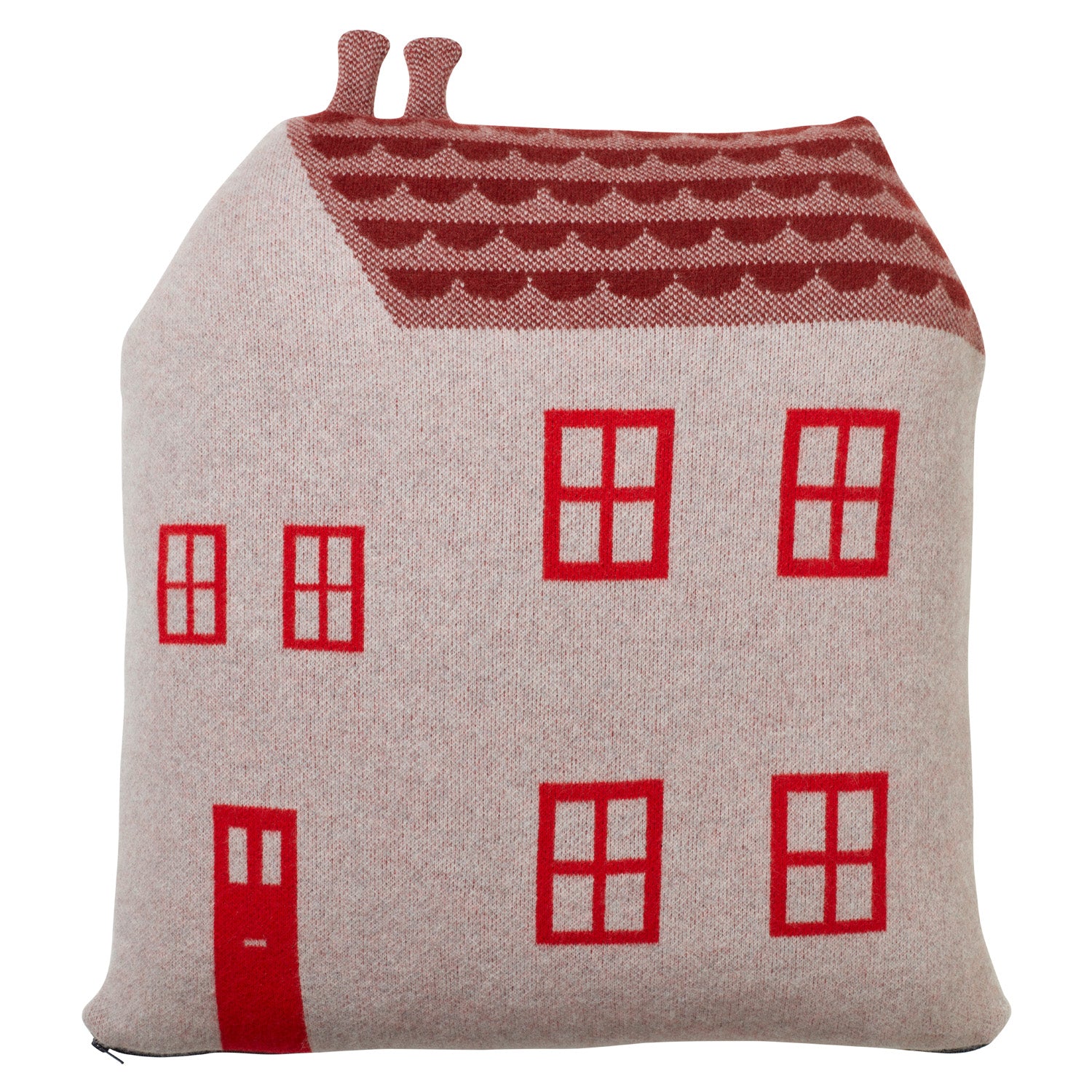 Red Beige Lambswool House Floor Cushion