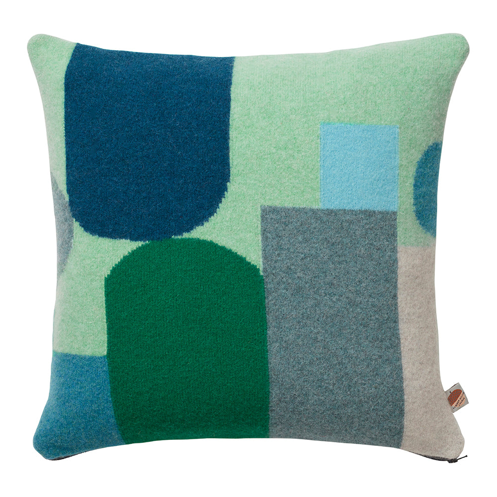 Blue Green Lambswool Hue Square Cushion