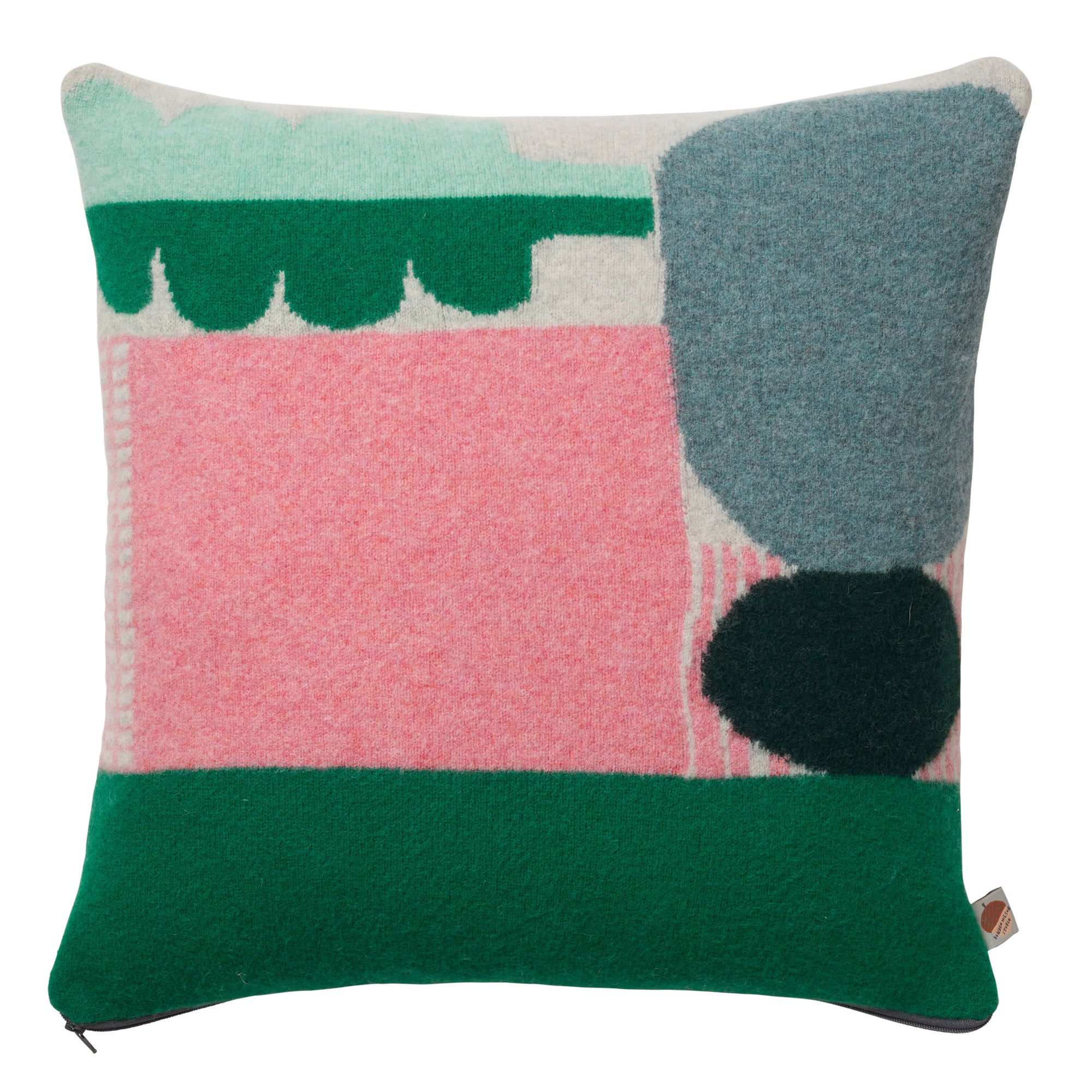 Green Pink Grey Lambswool Koyo Square Cushion