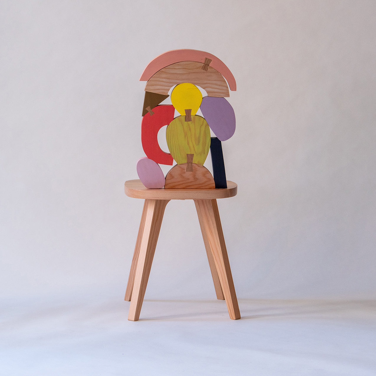 Multicolour Wood Abstract Assembly Chair No. 3