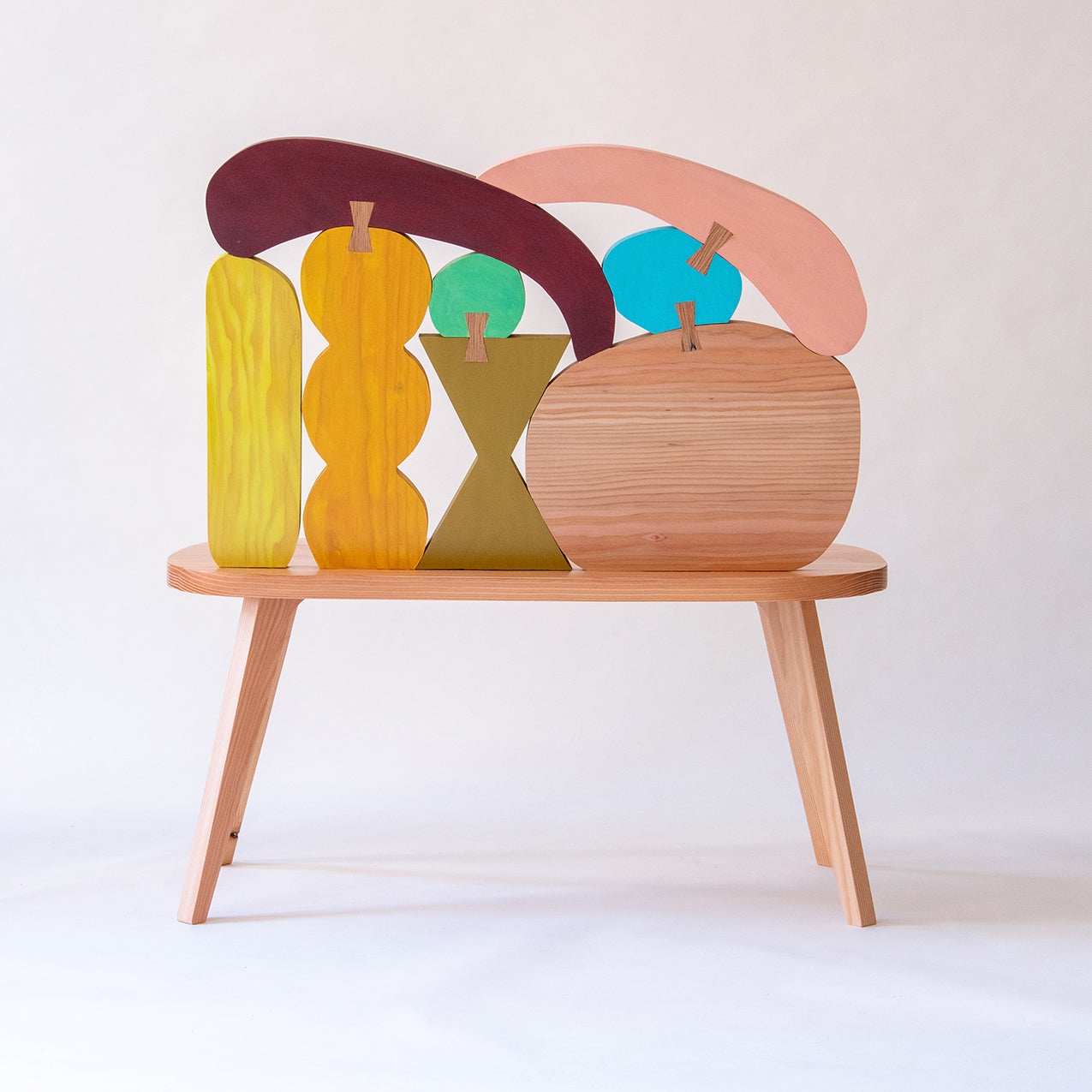 Multicolour Wood Abstract Assembly Bench