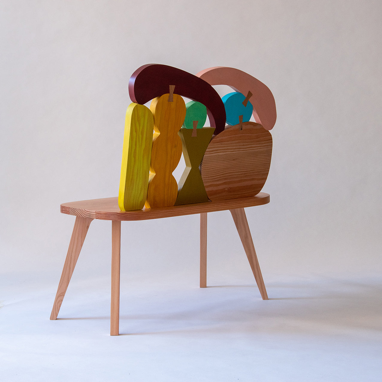 Multicolour Wood Abstract Assembly Bench