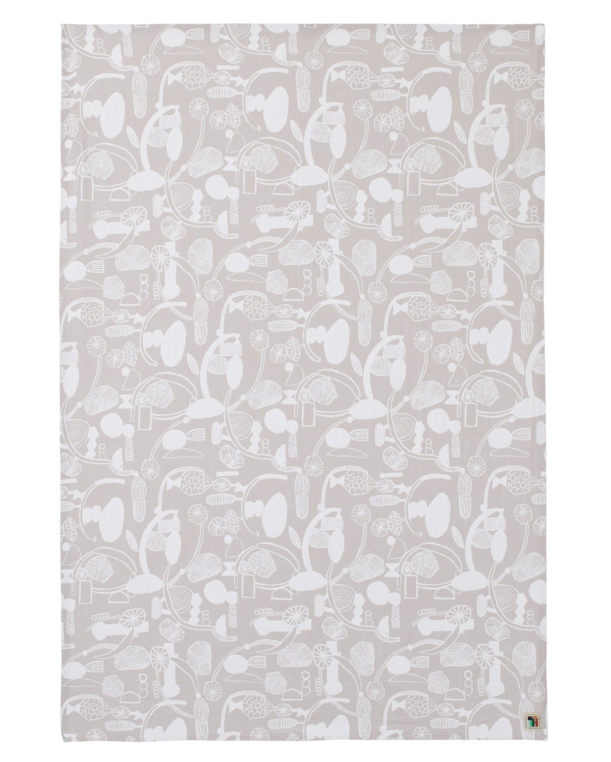 Grey White Doodle Dance Woven Cotton Throw