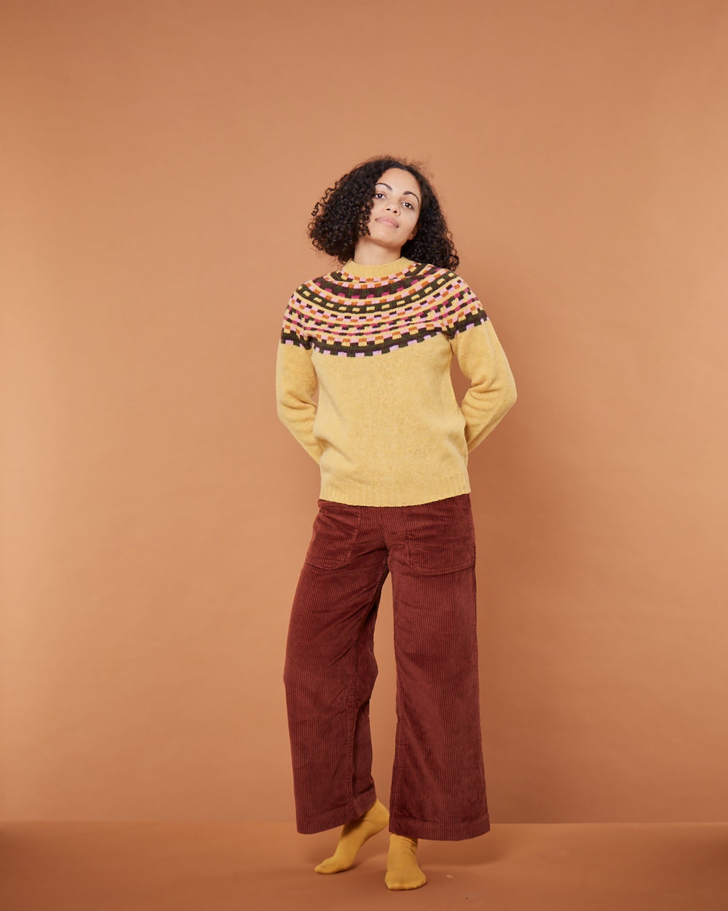 Marzipan Yellow Lambswool Glitch Yoke Jumper 