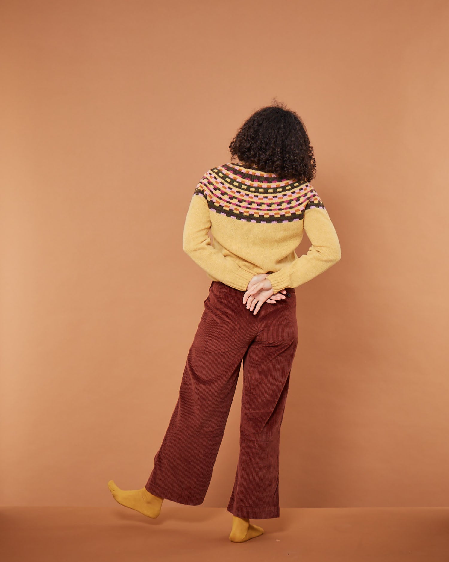 Marzipan Yellow Lambswool Glitch Yoke Jumper 