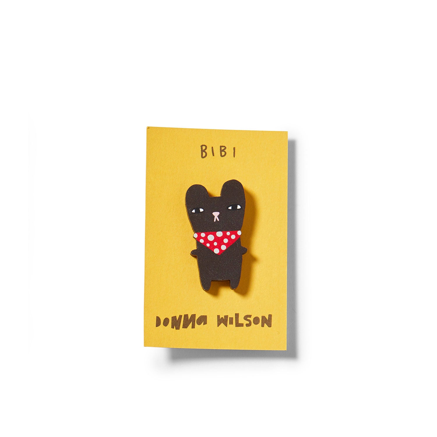 Brown Red Wooden Bibi Bear Pin Badge