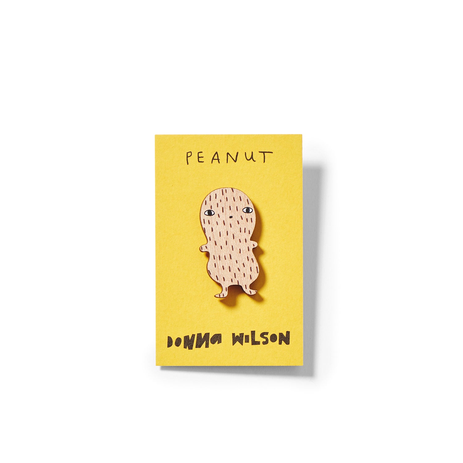 Brown Peanut Wooden Pin Badge