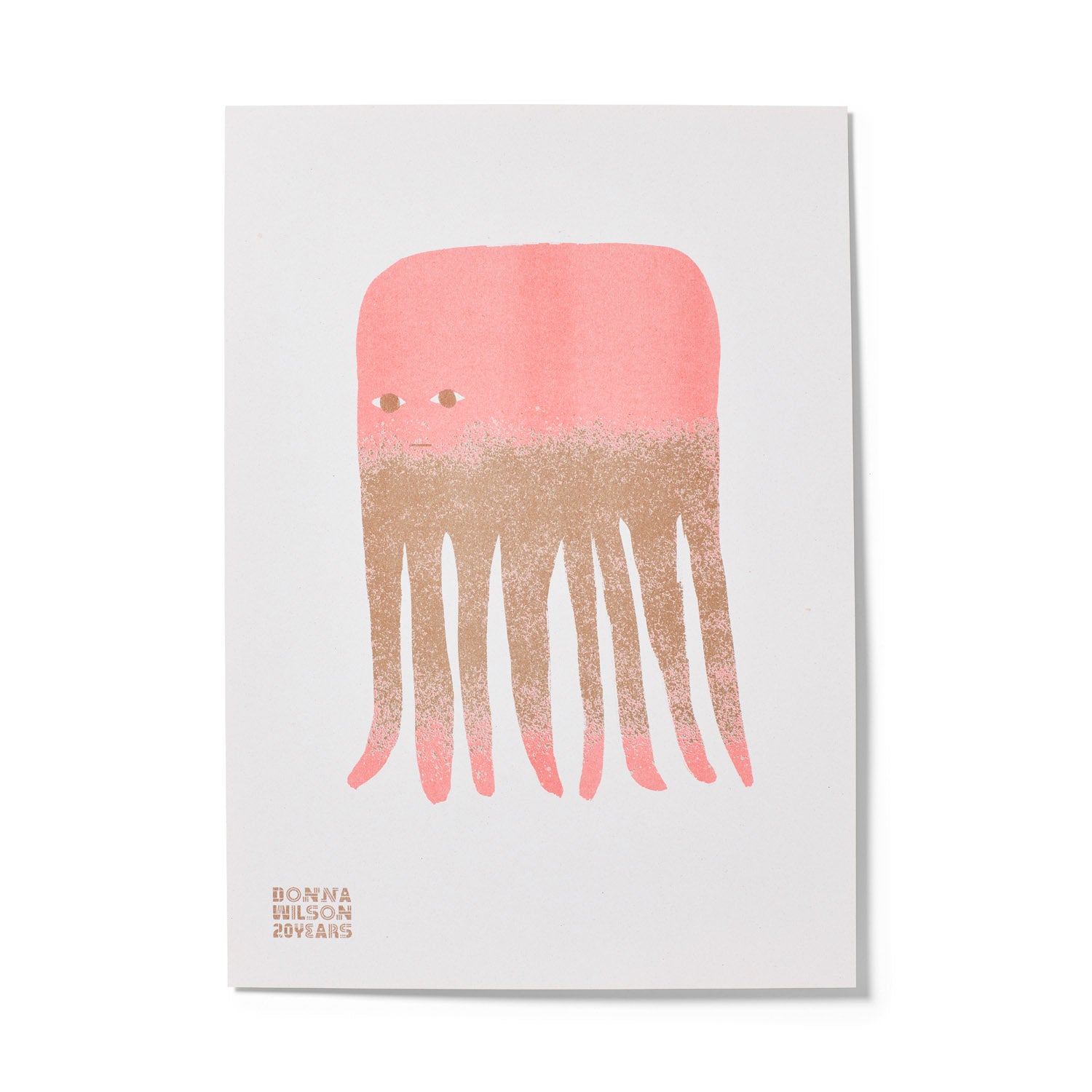 Pink Brown Ozzy Octopus 20 Years Riso Print - Limited Edition