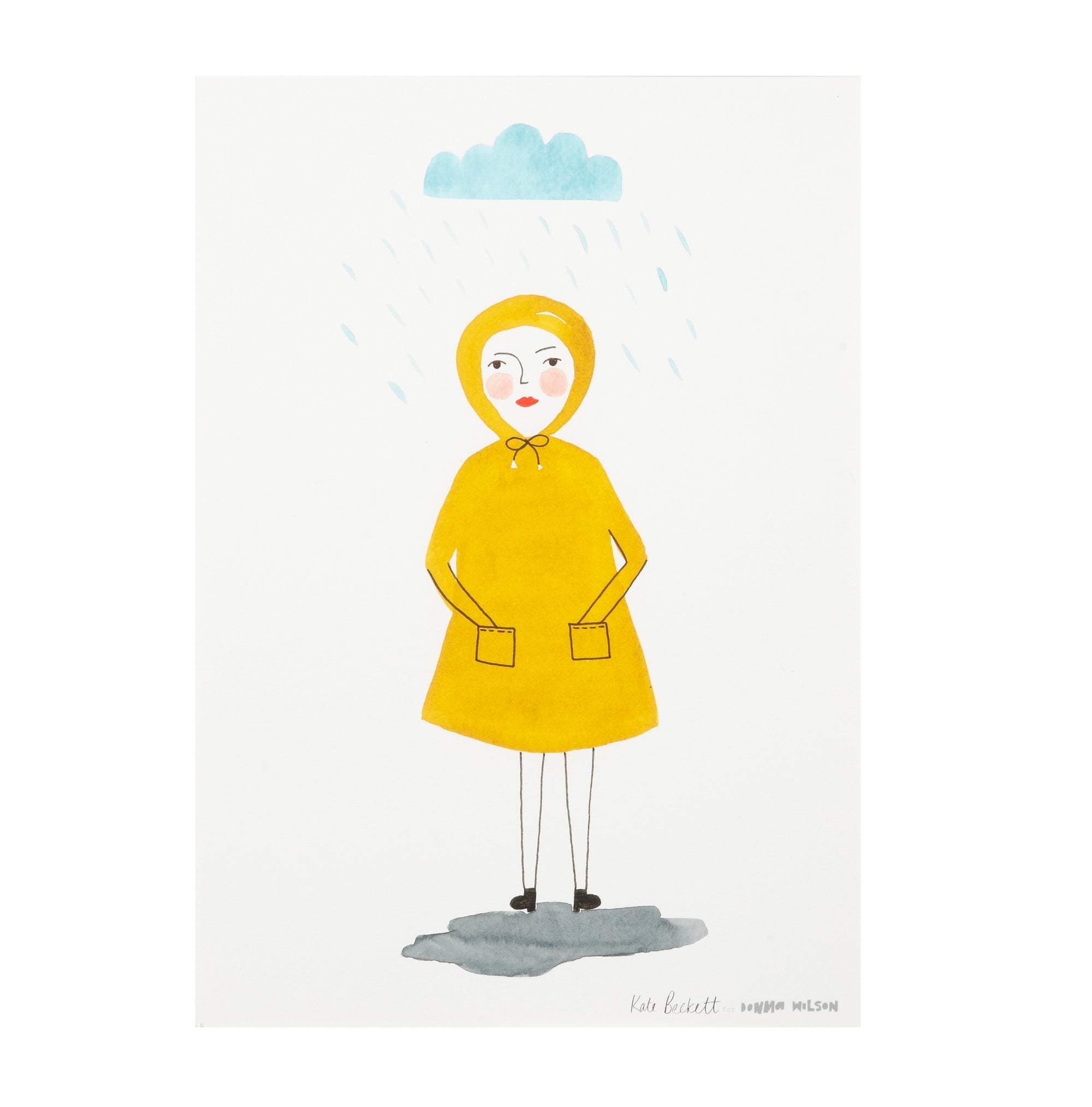 Yellow Blue Rainy Day Print