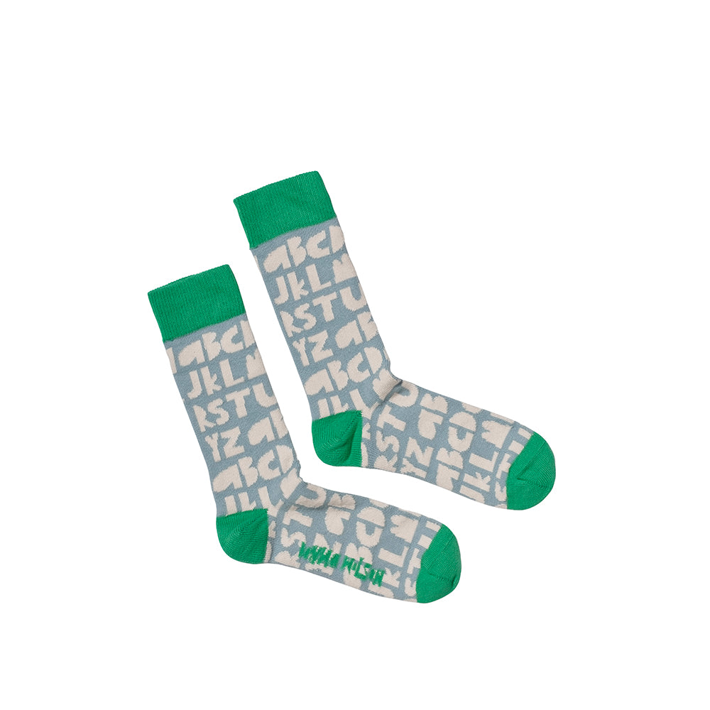 Green Blue Kids Alphabet Socks