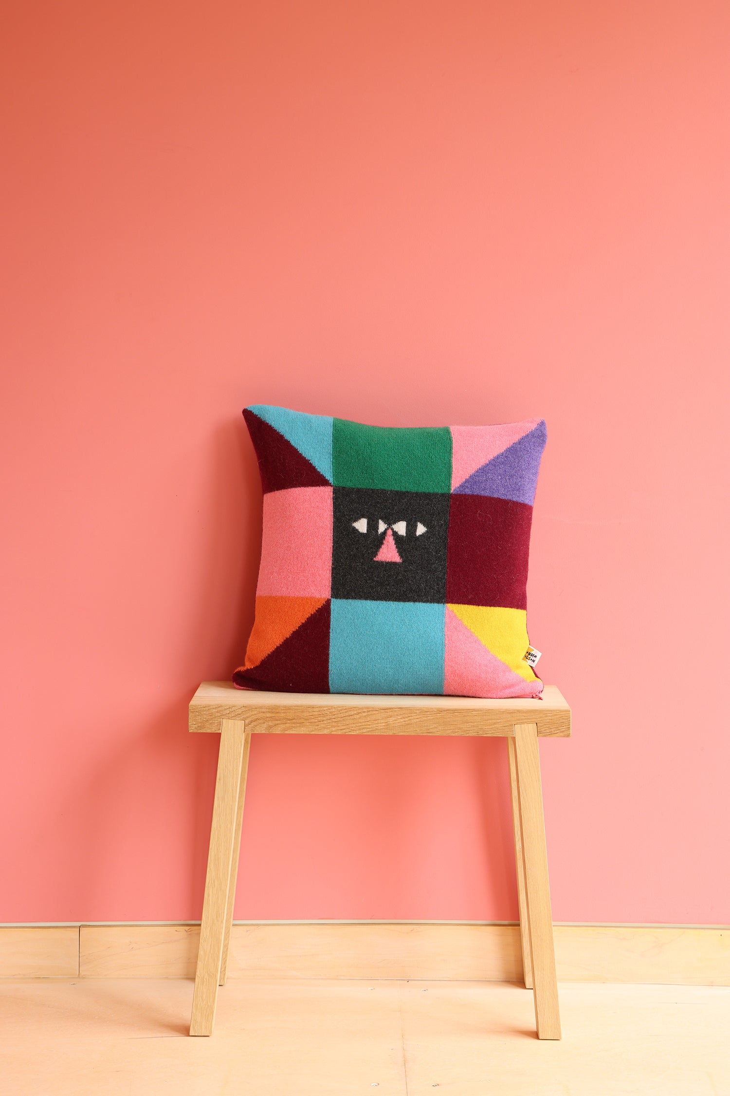 Multicolour Patchwork Stewart Easton x Donna Wilson Lambswool Cushion