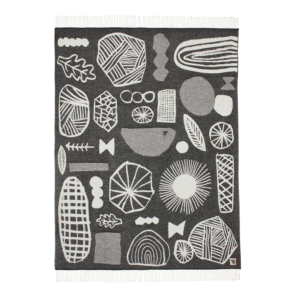 Black White Lambswool Forager Throw