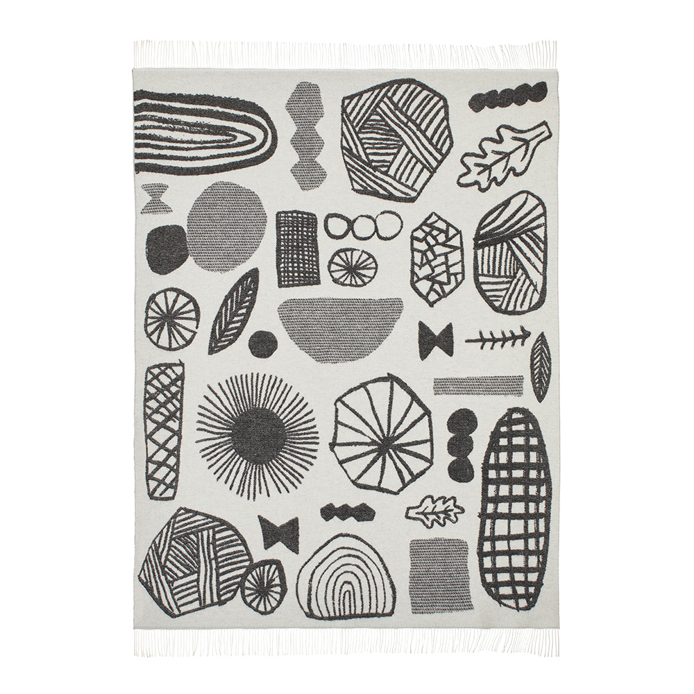 Black White Lambswool Forager Throw