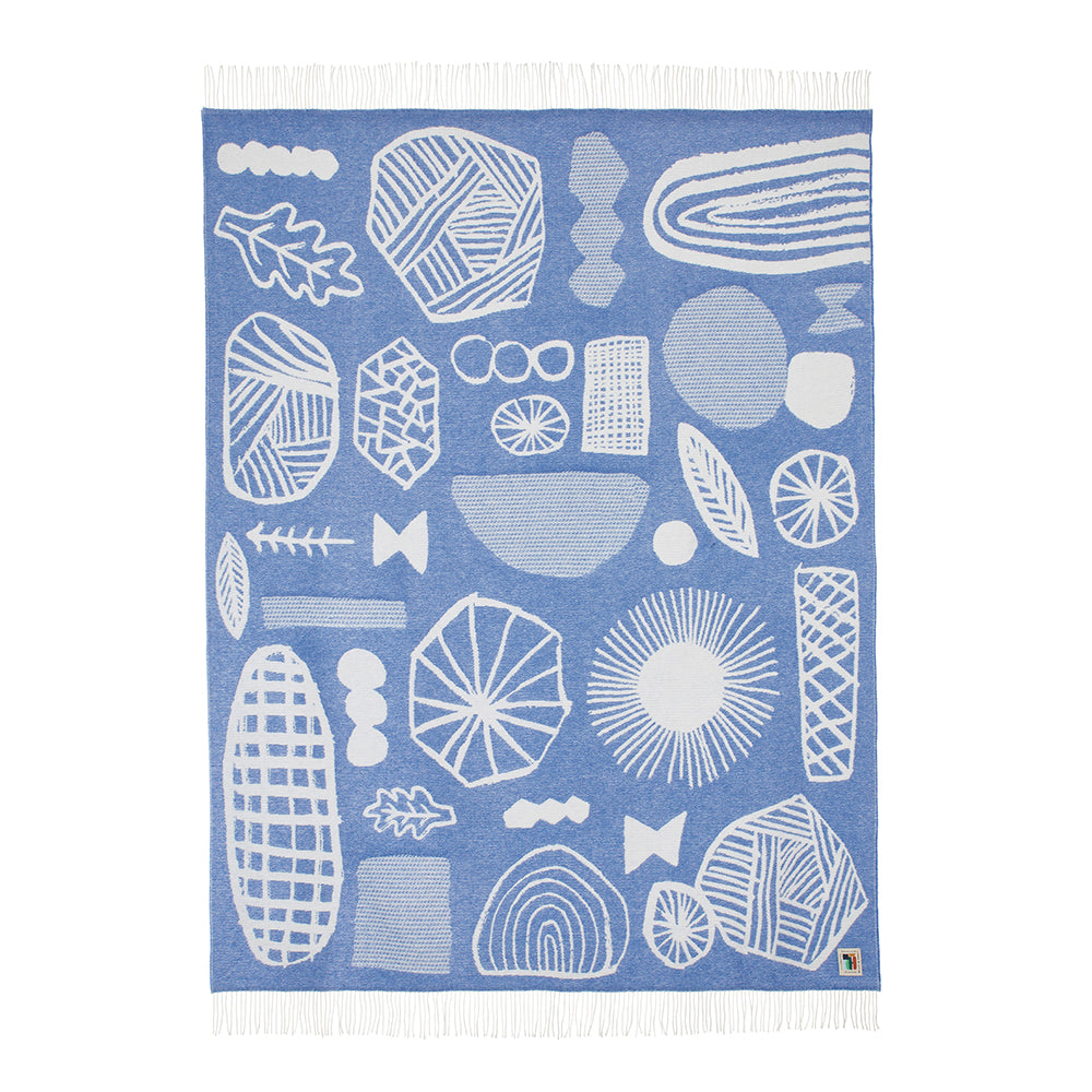 Blue White Lambswool Forager Throw