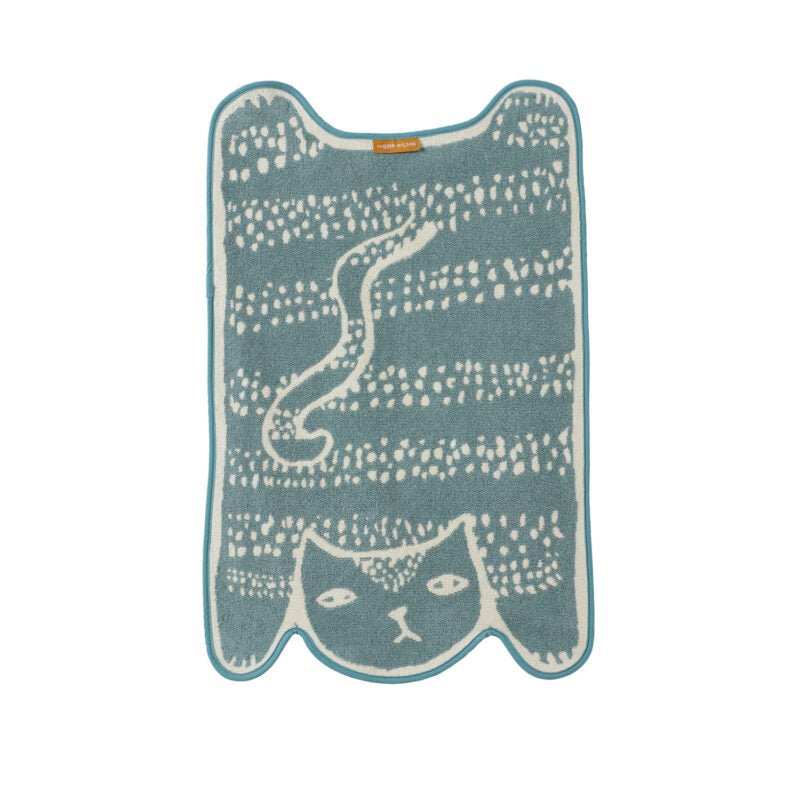 Blue Cotton Cat Shaped Bath Mat