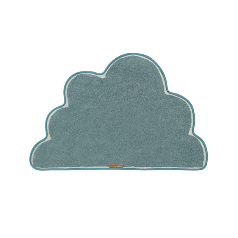 White Blue Cotton Cloud Bath Mat