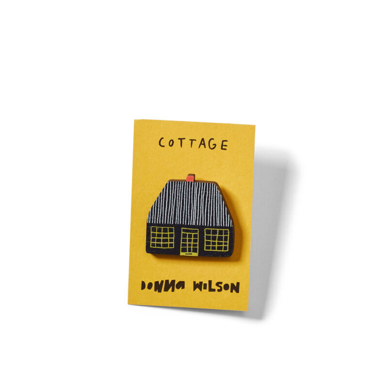 Black Wooden Cottage Pin Badge